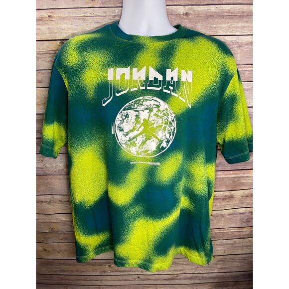 Jumpman Jordan Graphic Tee Size Large Green/Yellow Tie-Dye Short Sleeve - Picture 1 of 11